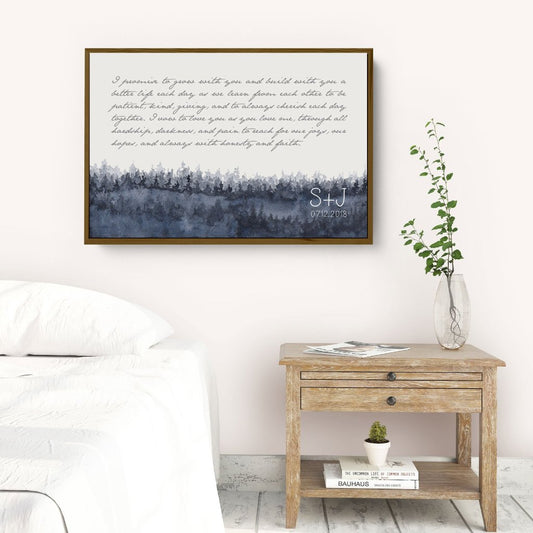 Wedding Vows Framed Personalized Canvas Art with forest