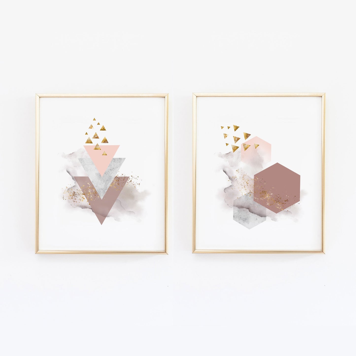 Abstract Shapes Marble Mauve Wall Art with Geometric