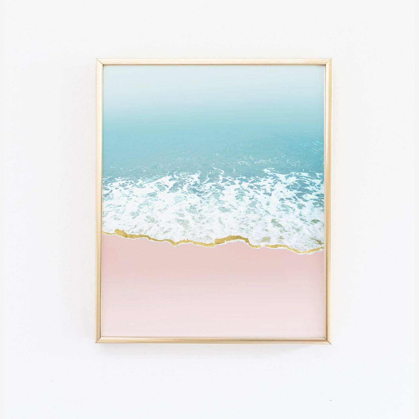 Pink and Blue Coastal Beach Wave Art