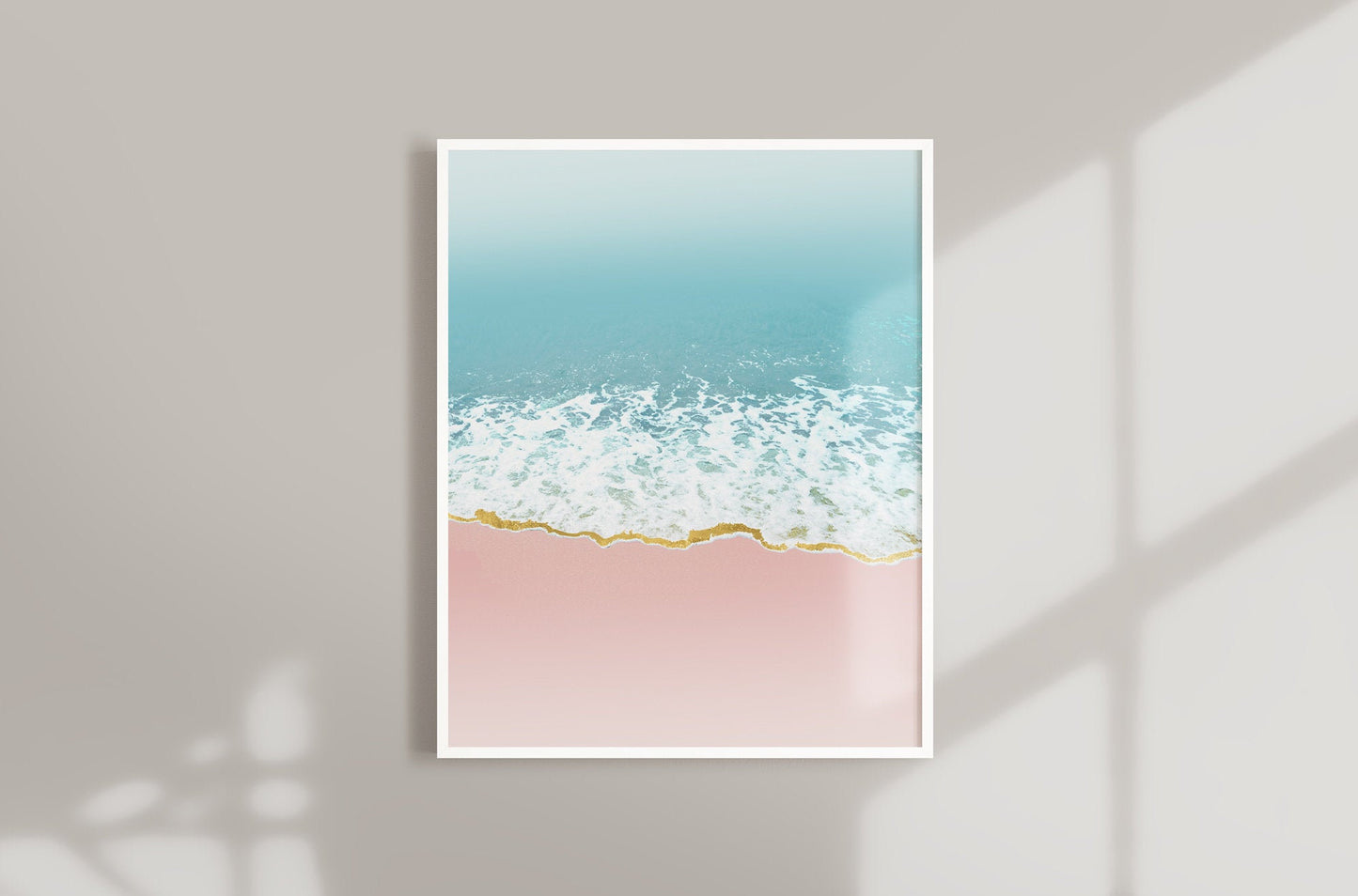 Pink and Blue Coastal Beach Wave Art