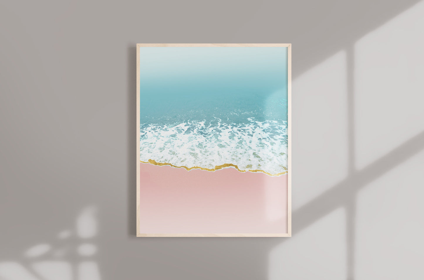 Pink and Blue Coastal Beach Wave Art