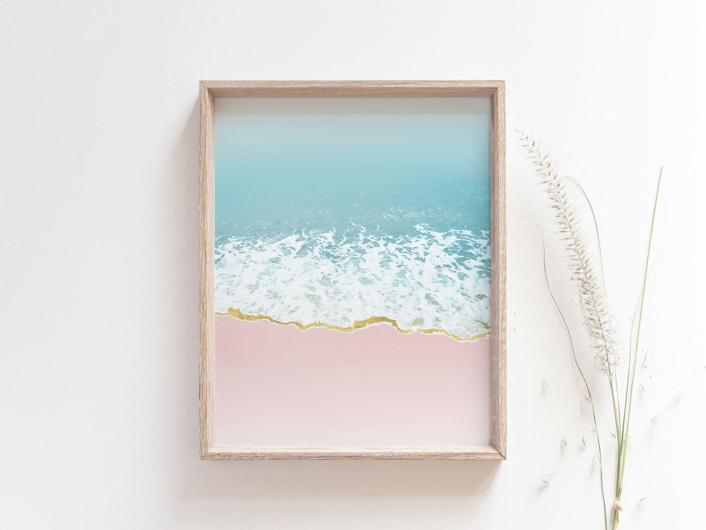 Pink and Blue Coastal Beach Wave Art