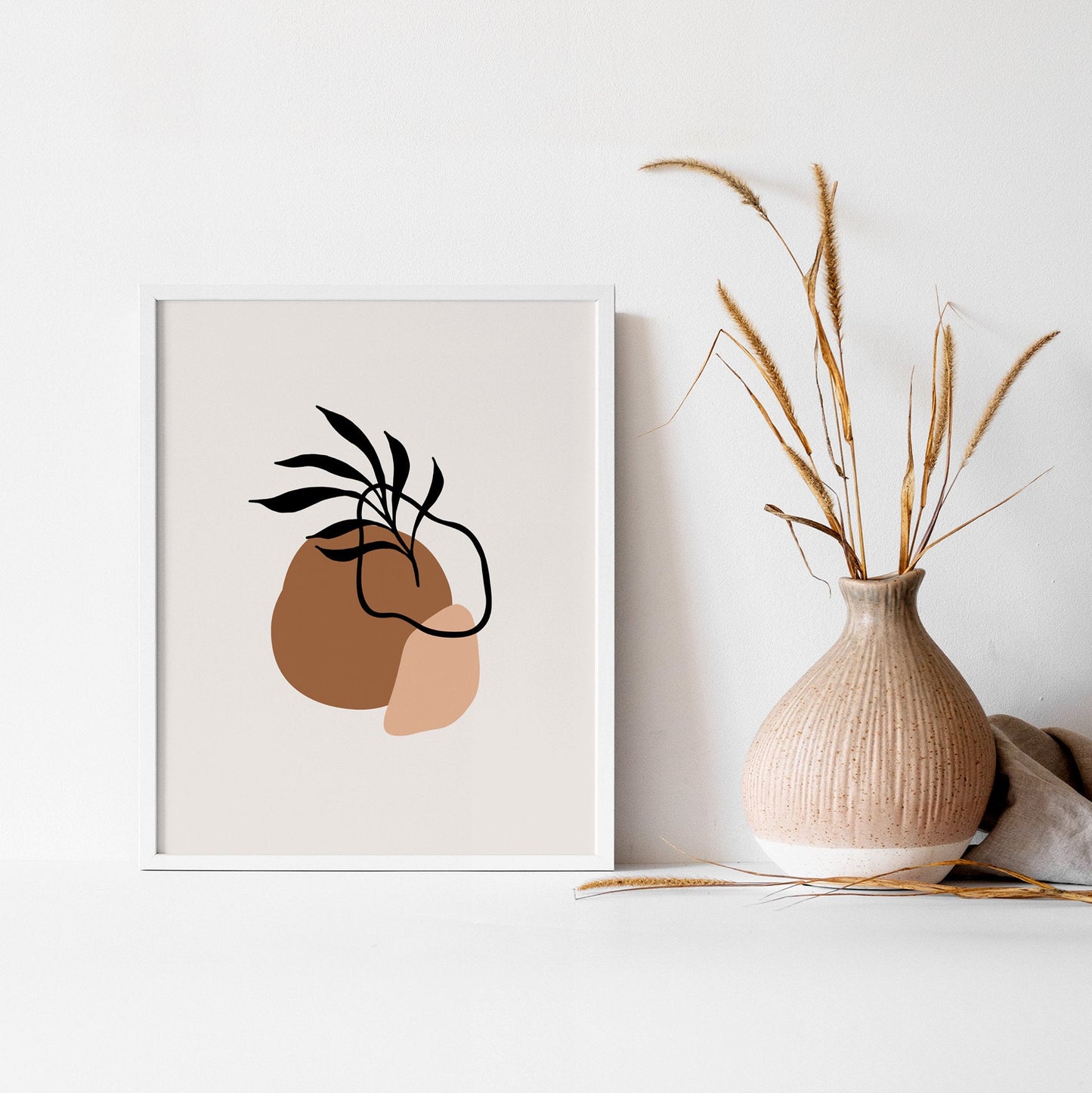 Abstract Wall Art - Modern shapes Mid Century Boho Art Print - Contemporary Art - Artistic Geometric - Minimalist Neutrals Terracotta Beige