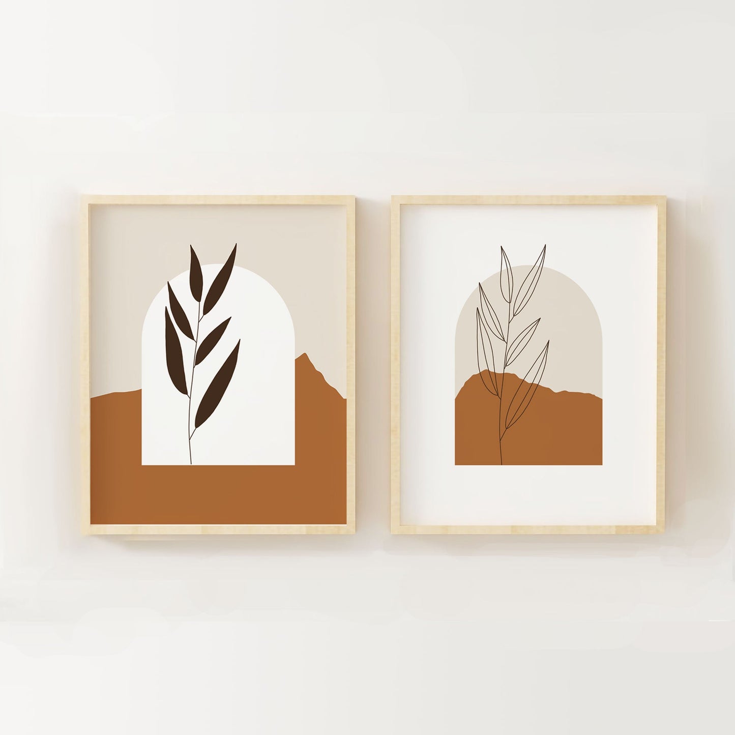 Landscape Modern Abstract Boho Wall Art - Fine Artwork - Large Wall Art Print - Neutral Colors - Terracotta brown and beige wall print