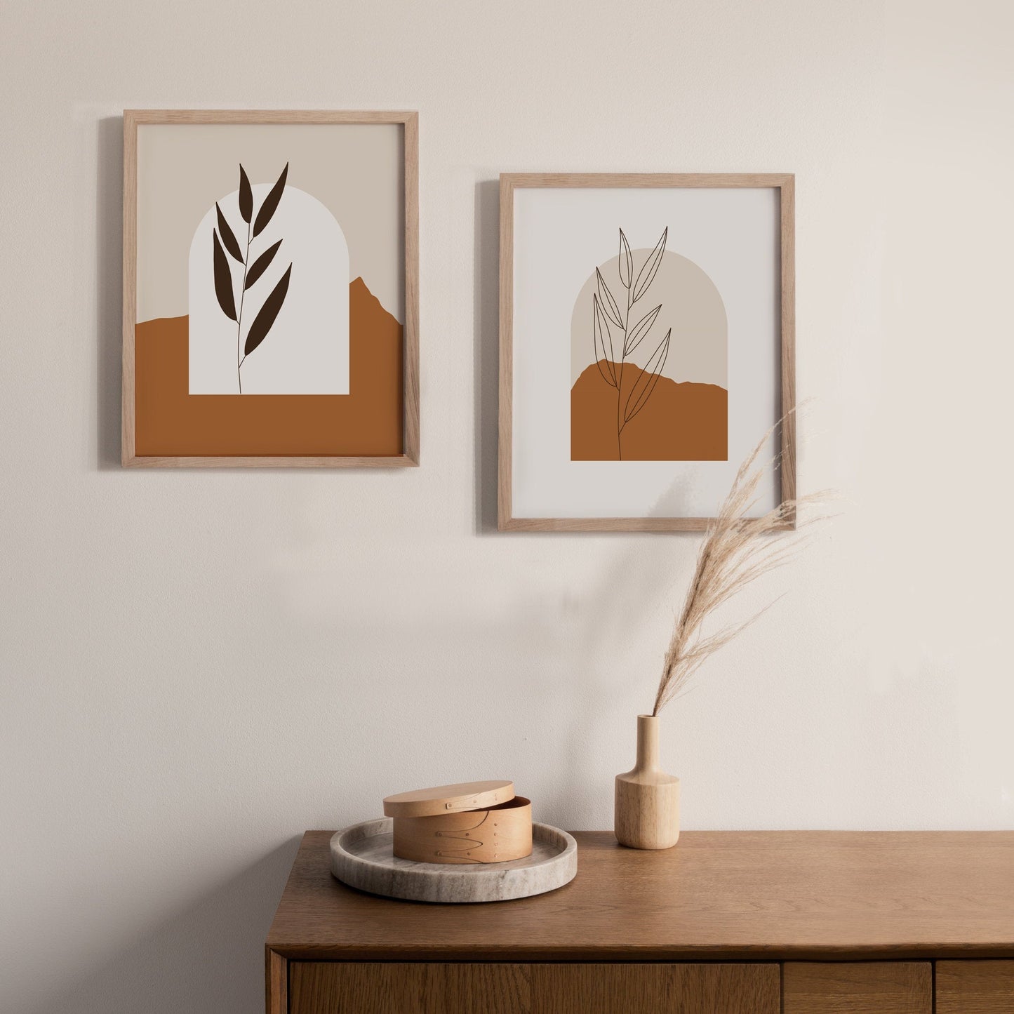 Landscape Modern Abstract Boho Wall Art - Fine Artwork - Large Wall Art Print - Neutral Colors - Terracotta brown and beige wall print