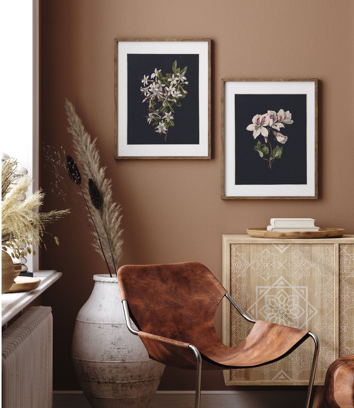 Flowers Vintage Wall Art - Printed and Shipped Reproduction - Dark Moody Modern Bedroom Floral Wall Prints