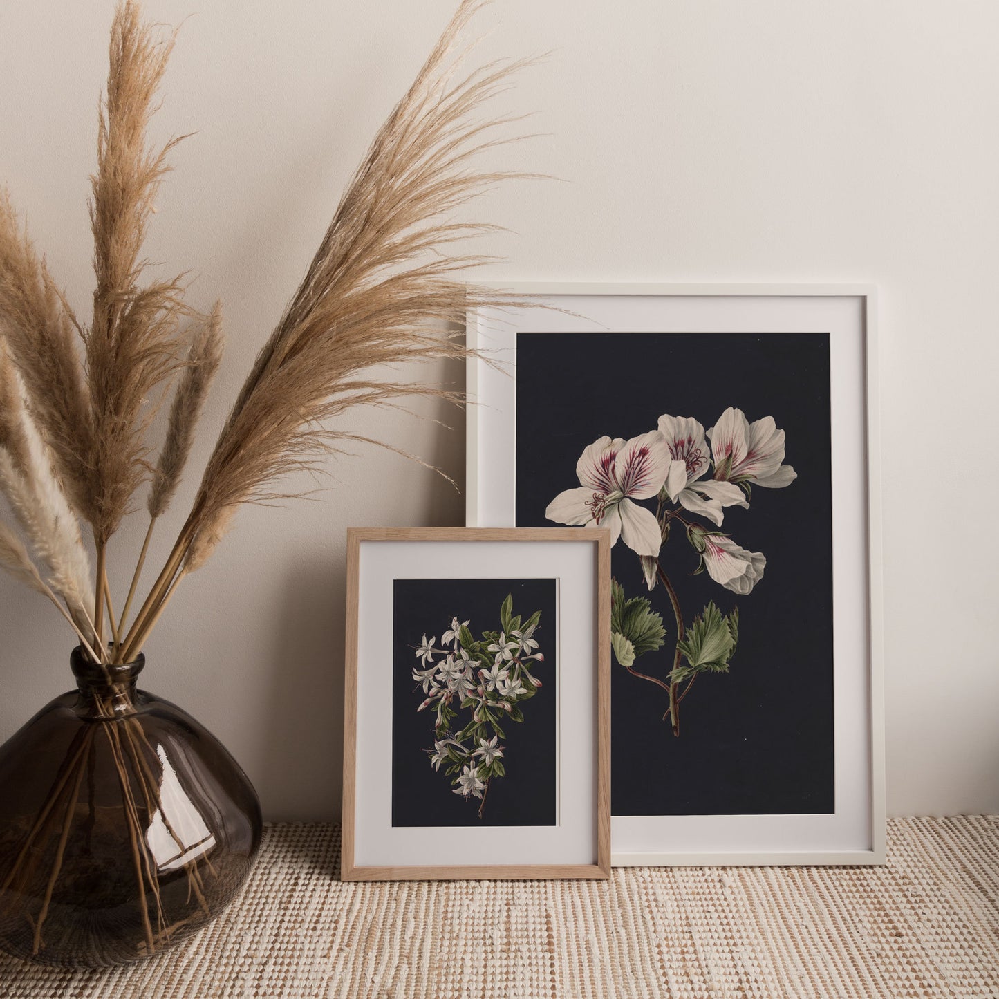 Vintage Floral Wall Art - Dark Modern Bedroom Flowers Wall Prints - Printed and Shipped Reproduction -