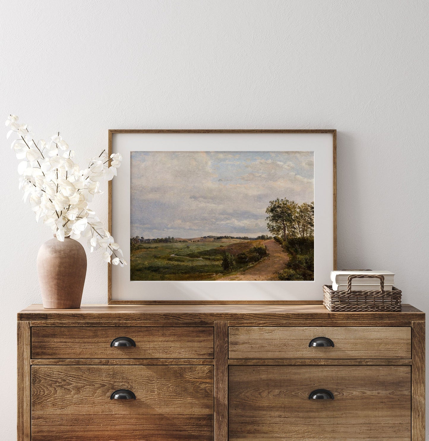Dirt Road Landscape Vintage Artwork - Old Painting Farmhouse Kitchen Living Room Decor Picture - Printed and Shipped Reproduction