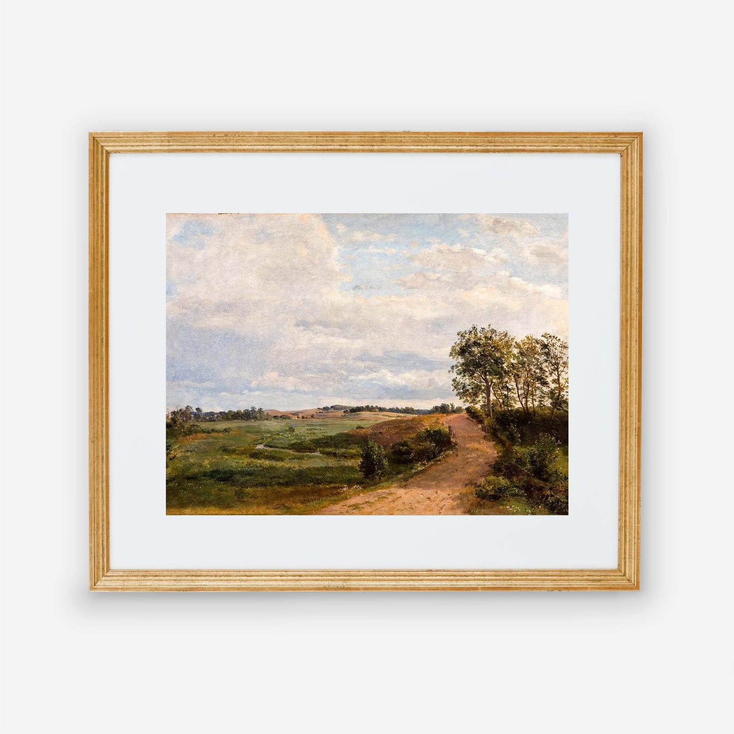 Dirt Road Landscape Vintage Artwork - Old Painting Farmhouse Kitchen Living Room Decor Picture - Printed and Shipped Reproduction