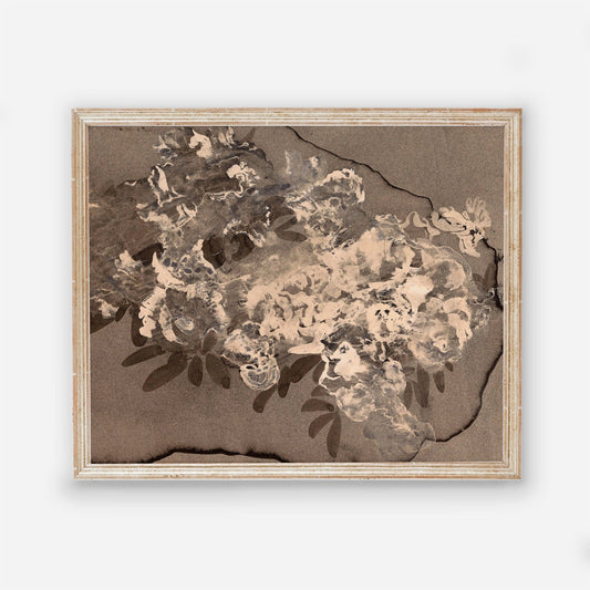 Messy Flower Vintage Floral Wall Art - Dark Modern Bedroom Flowers Wall Prints - Printed and Shipped Reproduction -