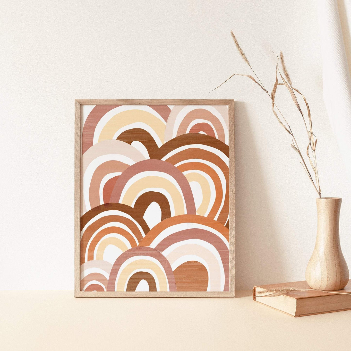 Rainbow Abstract Art Print - Modern Boho Nursery - Terracotta Burnt Orange Neutral Rainbow Print Printable - Brush Stroke Art