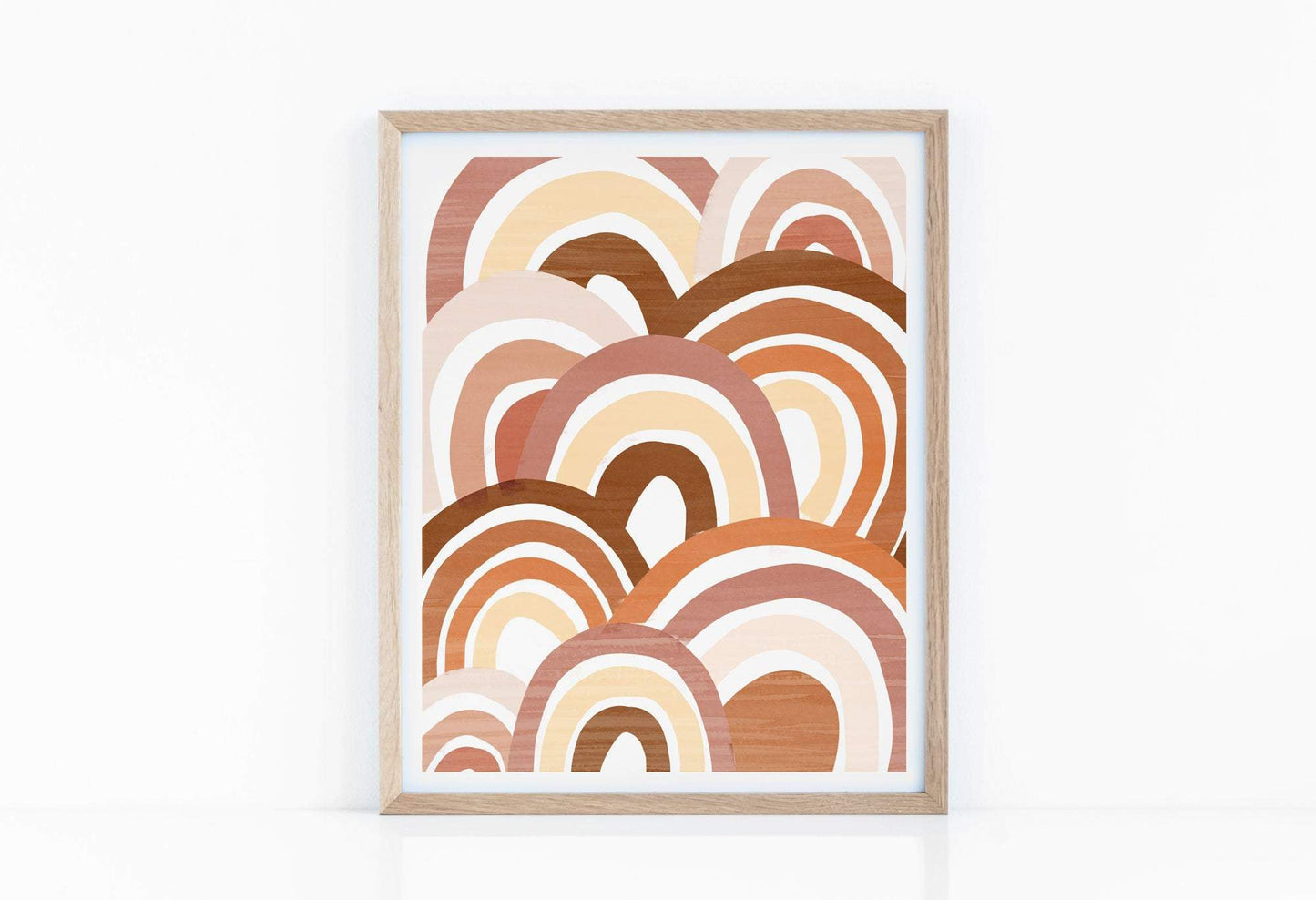 Rainbow Abstract Art Print - Modern Boho Nursery - Terracotta Burnt Orange Neutral Rainbow Print Printable -  Brush Stroke Art