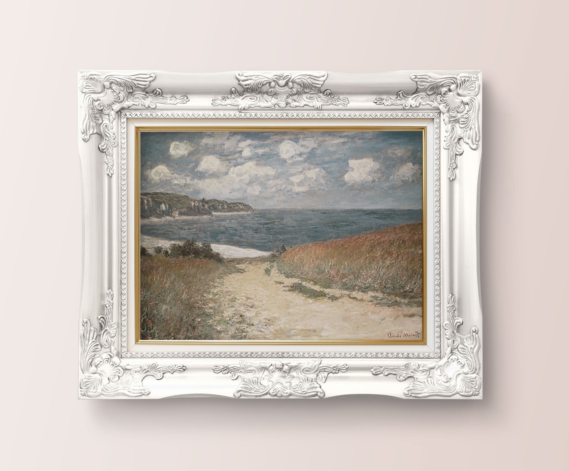 Vintage Coastal Beach Wall Art - Farmhouse Oil Painting Replica - Printed and shipped to you on fine art paper