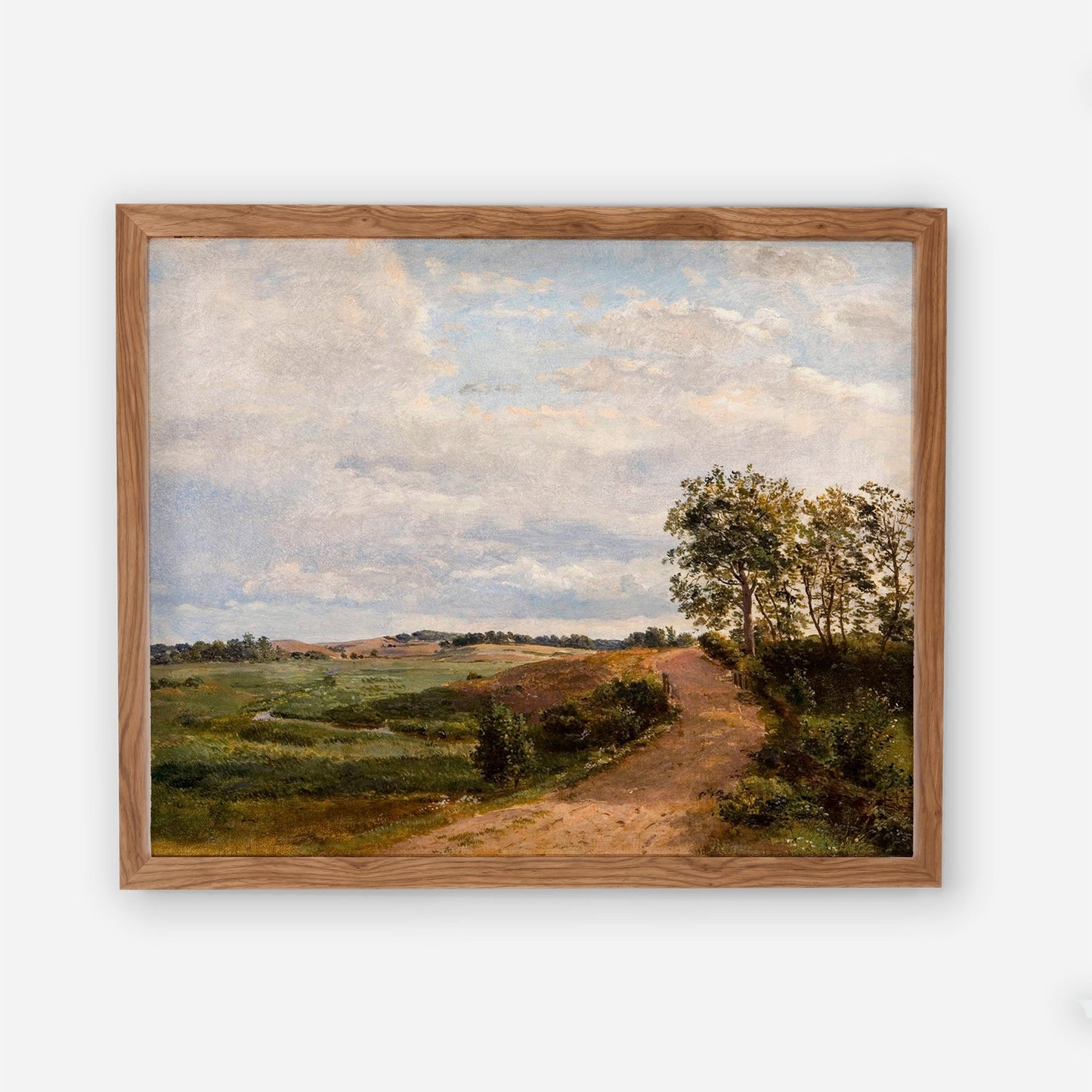 Dirt Road Landscape Vintage Artwork - Old Painting Farmhouse Kitchen Living Room Decor Picture - Printed and Shipped Reproduction