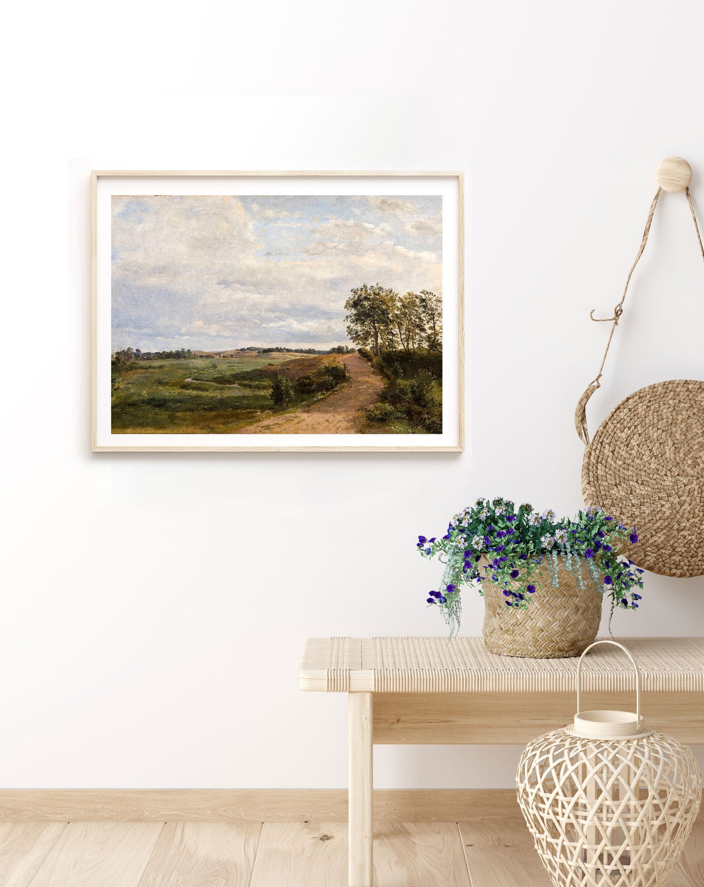 Dirt Road Landscape Vintage Artwork - Old Painting Farmhouse Kitchen Living Room Decor Picture - Printed and Shipped Reproduction