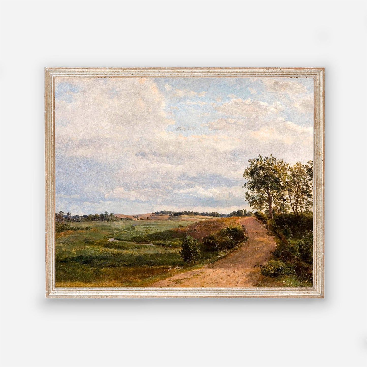 Dirt Road Landscape Vintage Artwork - Old Painting Farmhouse Kitchen Living Room Decor Picture - Printed and Shipped Reproduction