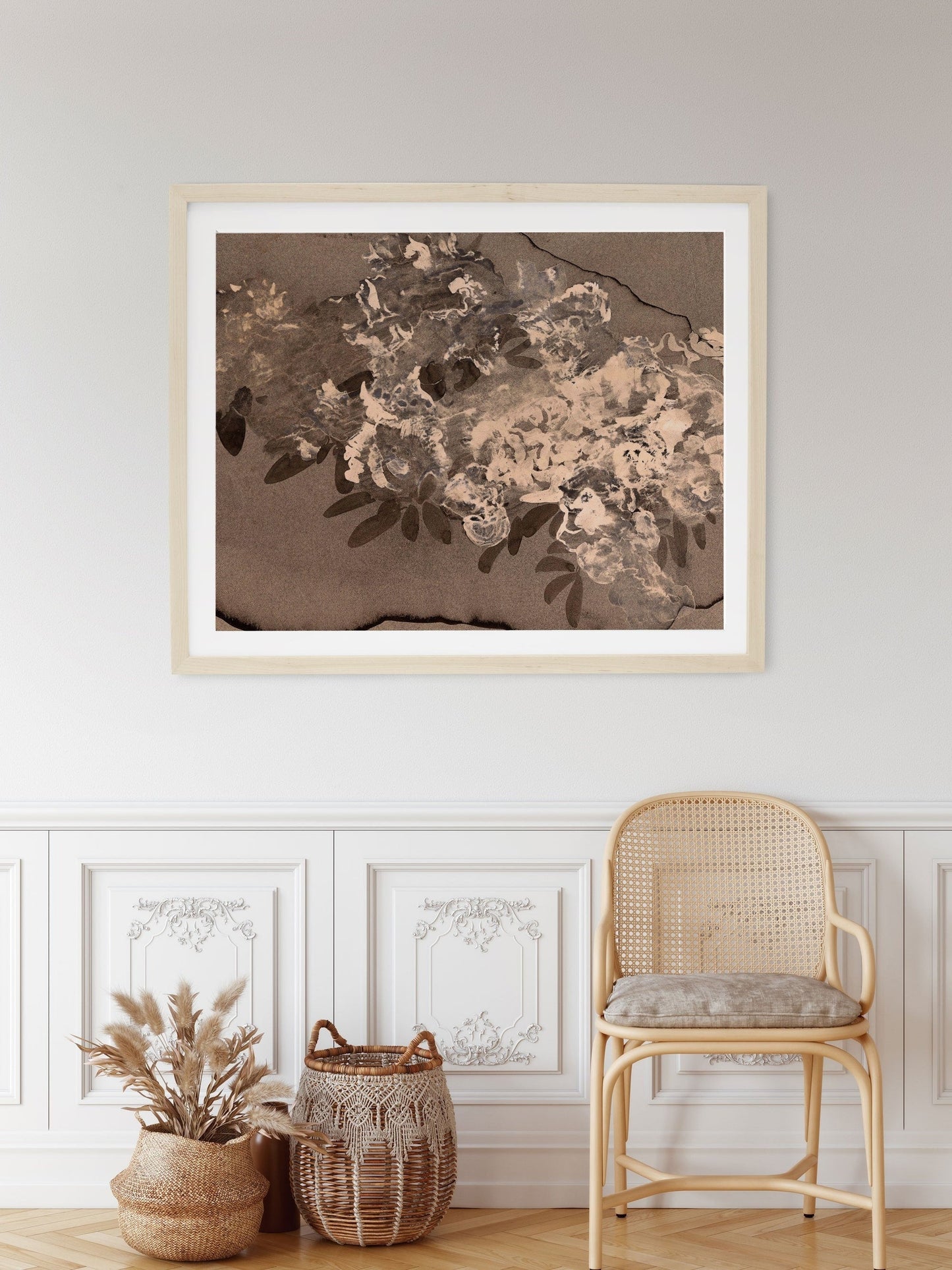 Messy Flower Vintage Floral Wall Art - Dark Modern Bedroom Flowers Wall Prints - Printed and Shipped Reproduction -