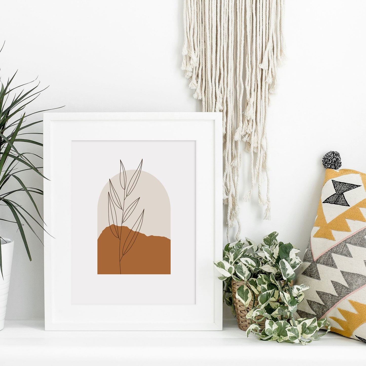 Boho Archway Art - Boho Art Print - Taupe Wall Art - Neutral Beige Earthy Prints - Large artwork