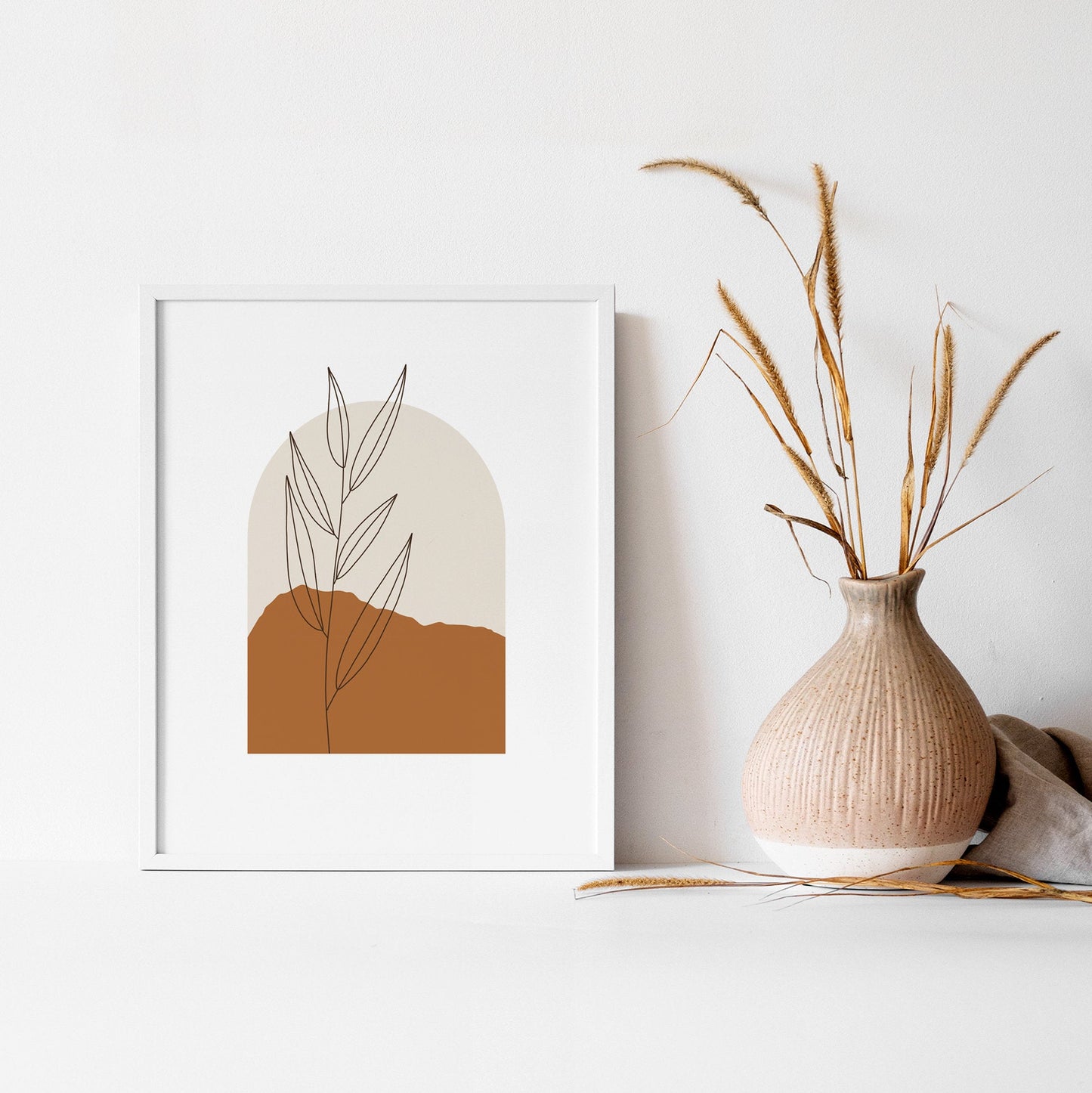 Boho Archway Art - Boho Art Print - Taupe Wall Art - Neutral Beige Earthy Prints - Large artwork