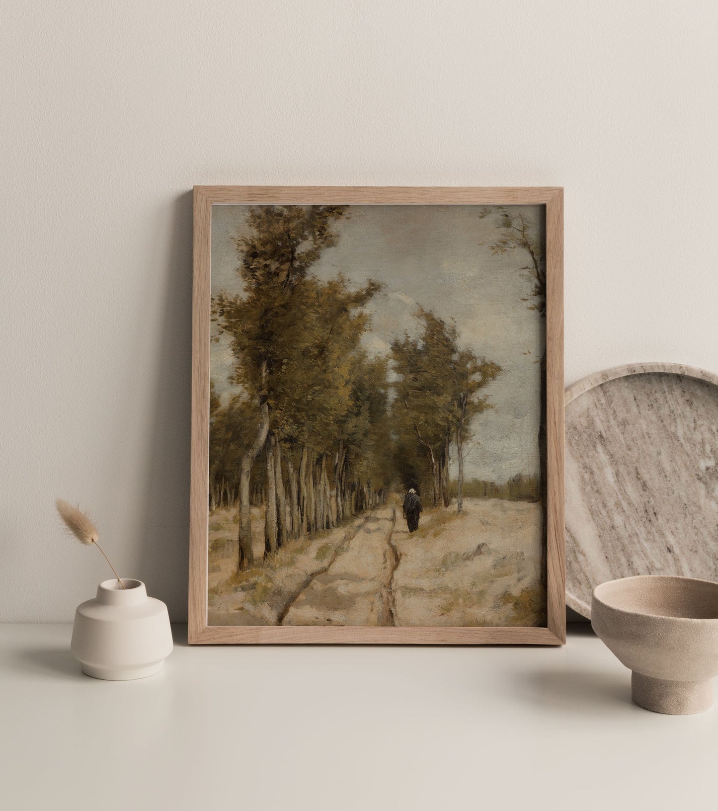 Vintage Digital Oil Painting Wall Art - Printed and Shipped to you - Quiet Walk on a Path