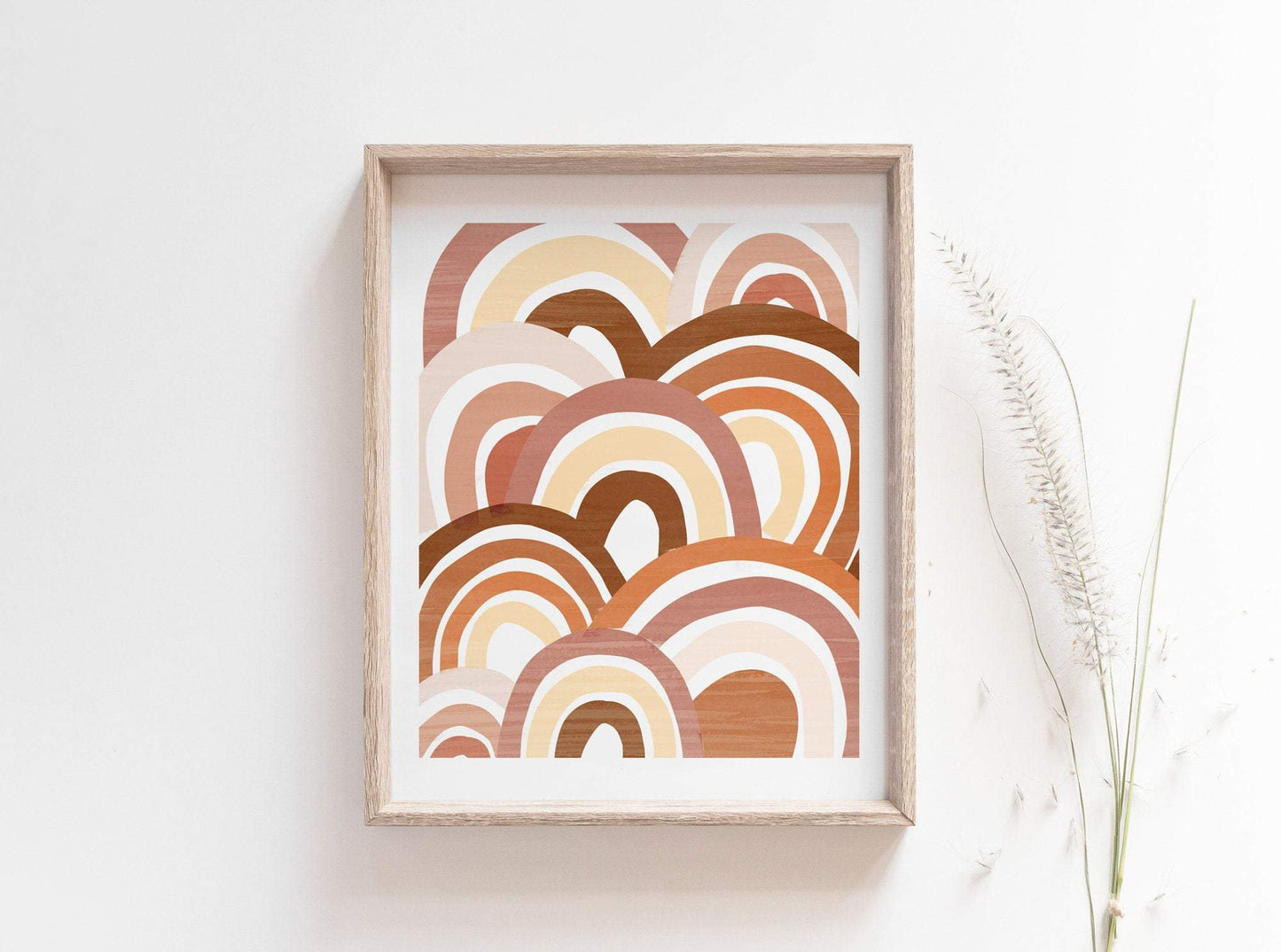 Rainbow Abstract Art Print - Modern Boho Nursery - Terracotta Burnt Orange Neutral Rainbow Print Printable -  Brush Stroke Art