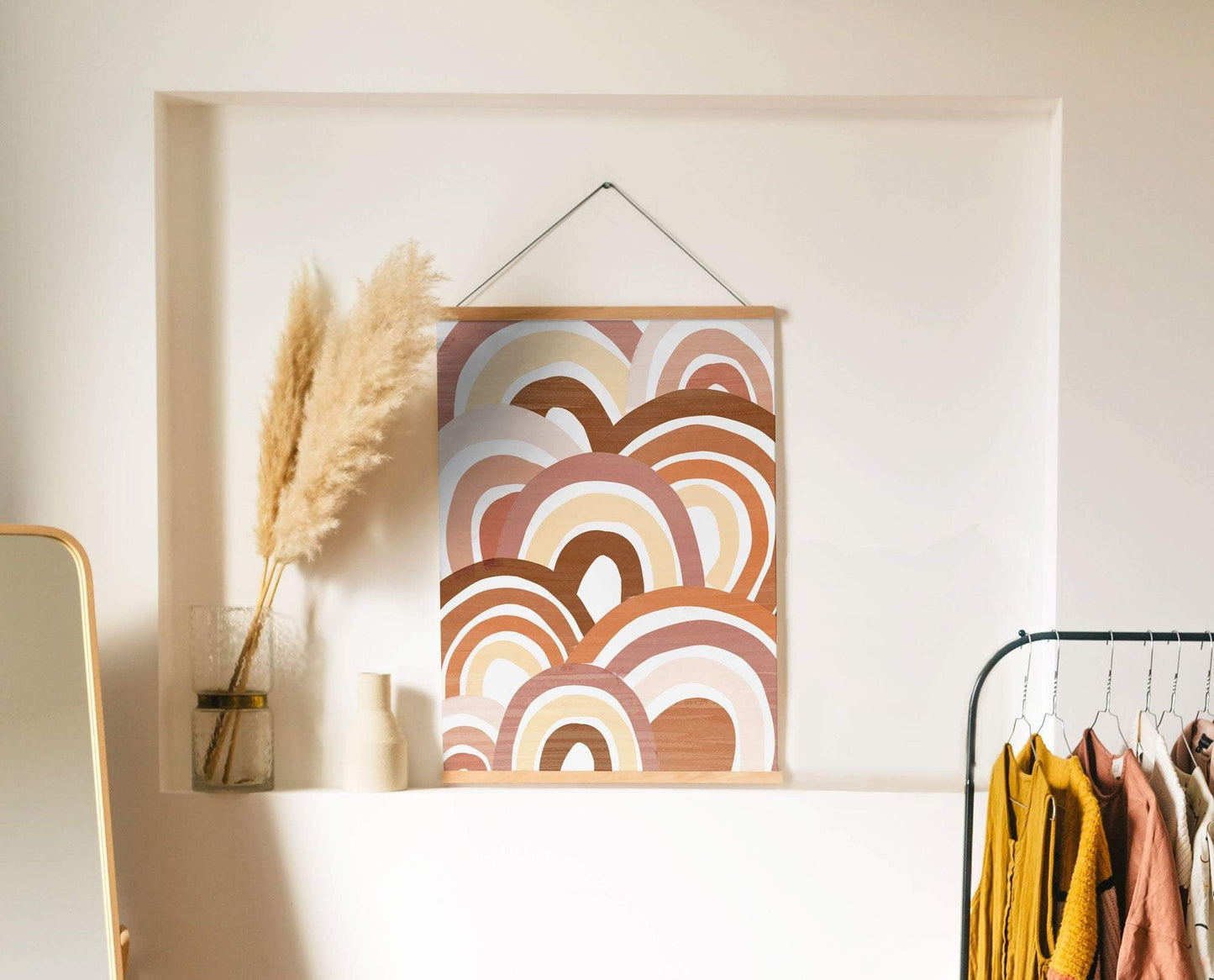 Rainbow Abstract Art Print - Modern Boho Nursery - Terracotta Burnt Orange Neutral Rainbow Print Printable - Brush Stroke Art