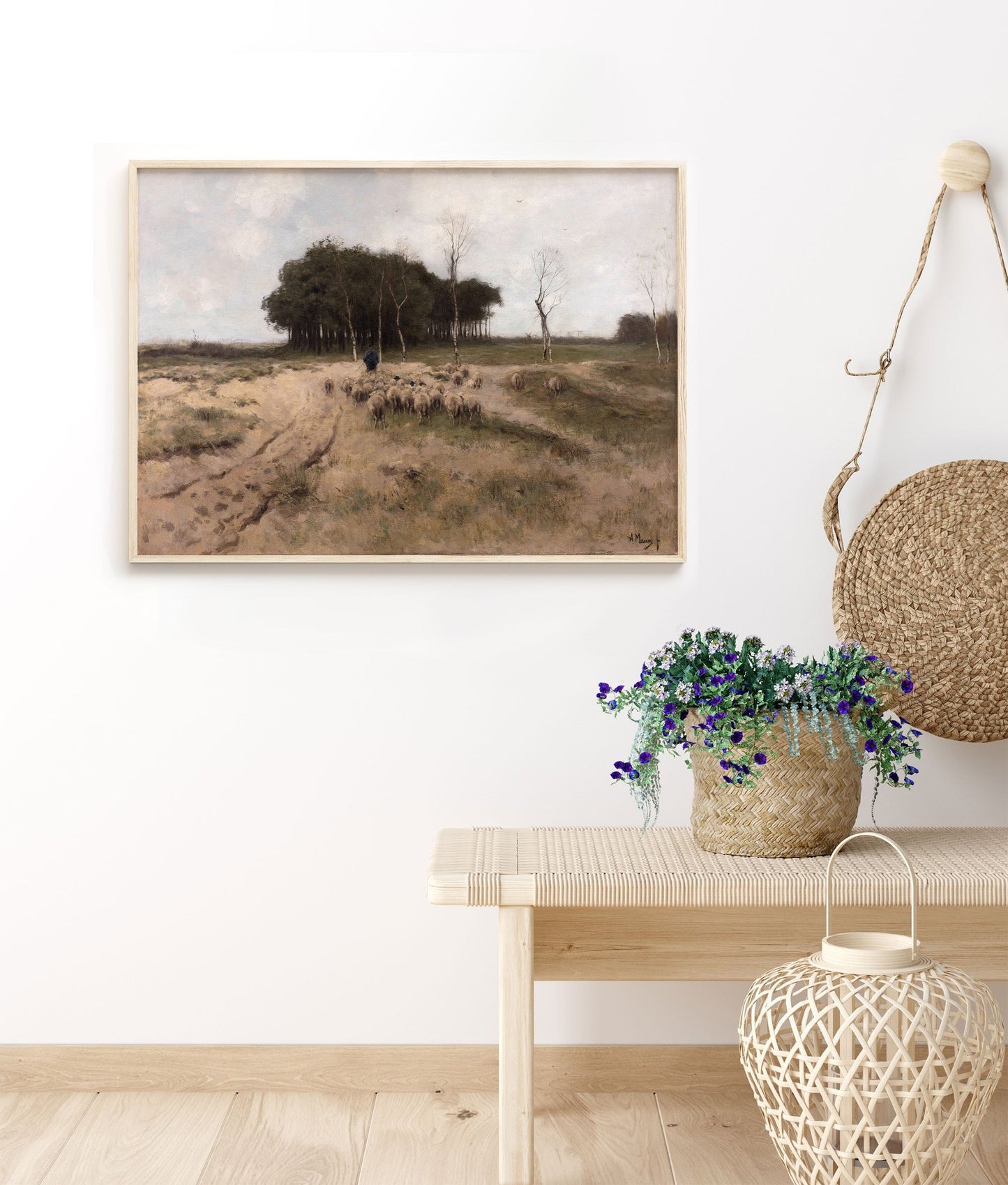 Vintage Farm with Sheep Wall Art - Digital Oil Painting - Vintage poster print - Fine art print - Printed and Shipped to you
