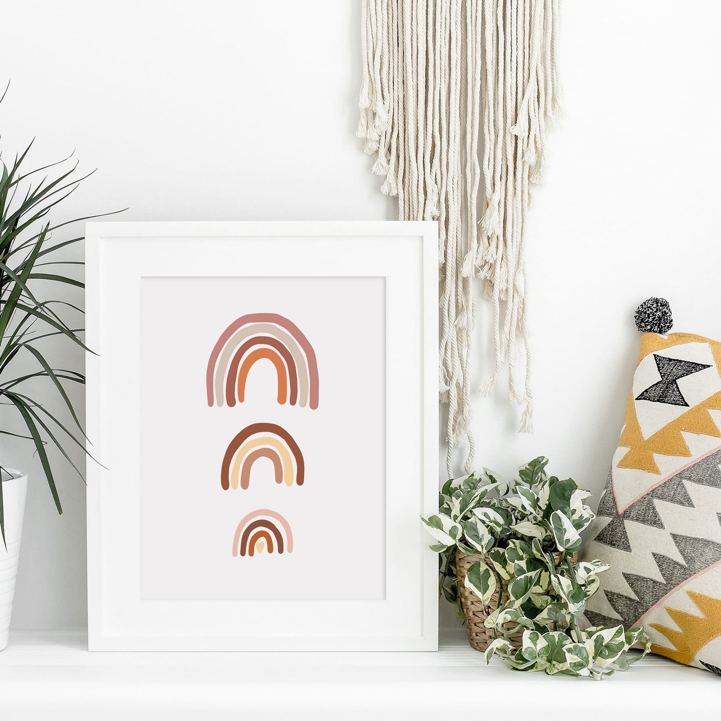 Rainbow Nursery Wall Art - Terracotta Brown Mauve Rainbow Print - Boho Rainbow Art - Earthy Colors for gender neutral Nursery