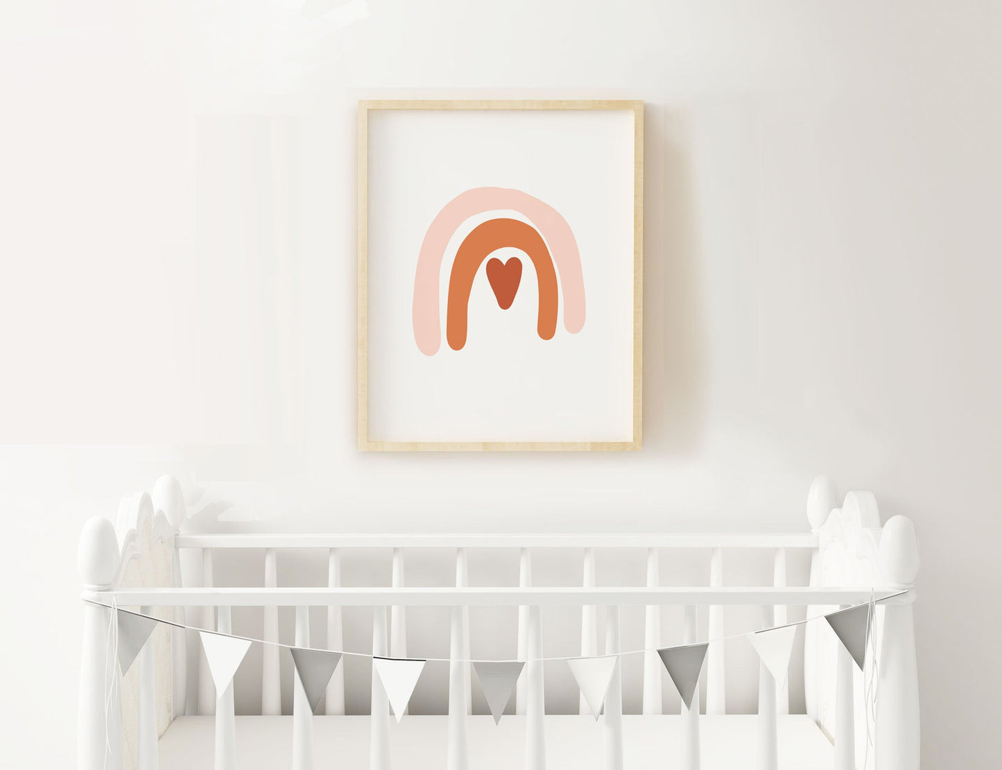 Orange Pink Rainbow Nursery Wall Print - Boho Rainbow Art - Girl Nursery Artwork