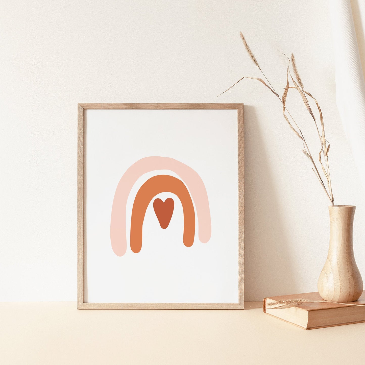 Orange Pink Rainbow Nursery Wall Print - Boho Rainbow Art - Girl Nursery Artwork