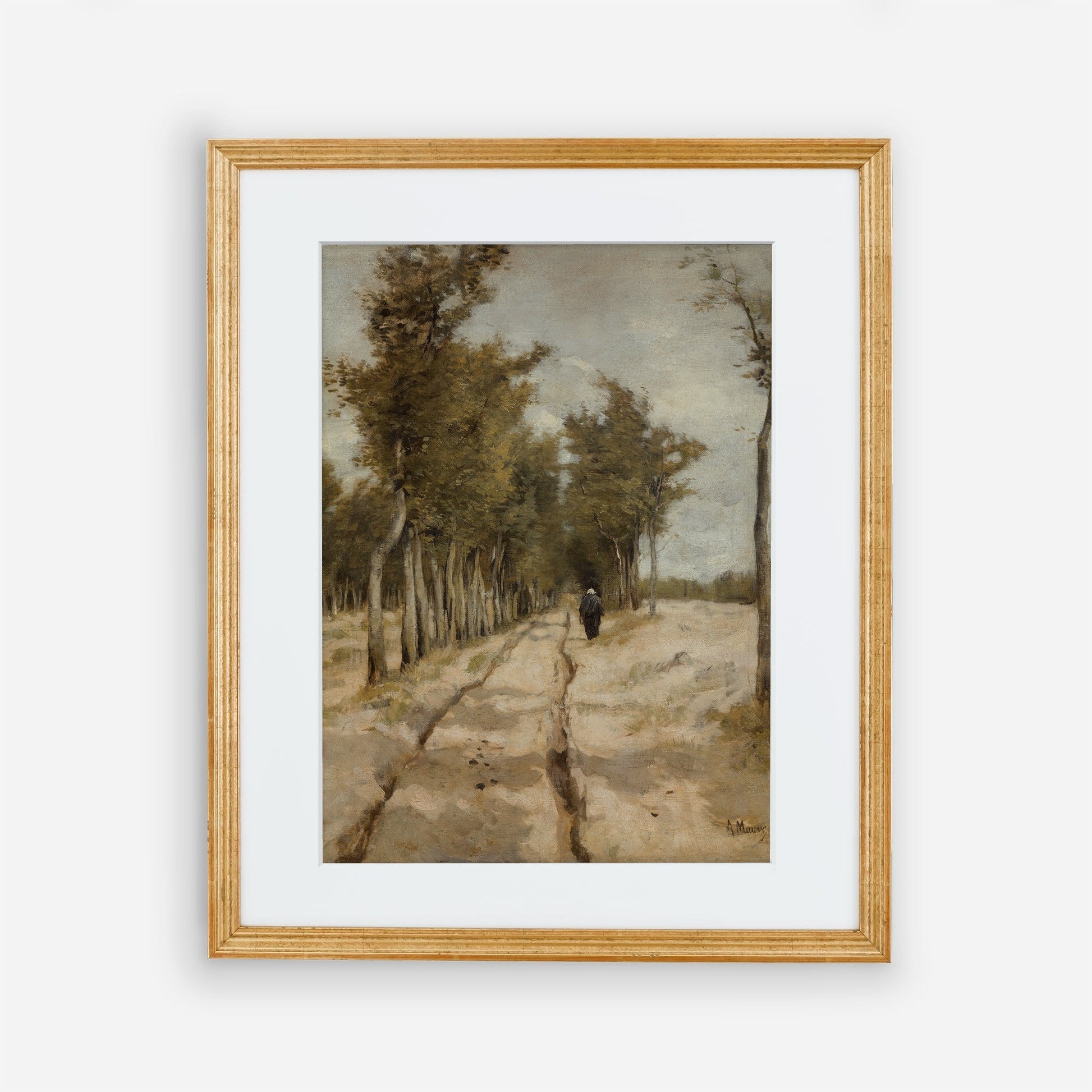 Vintage Digital Oil Painting Wall Art - Printed and Shipped to you - Quiet Walk on a Path