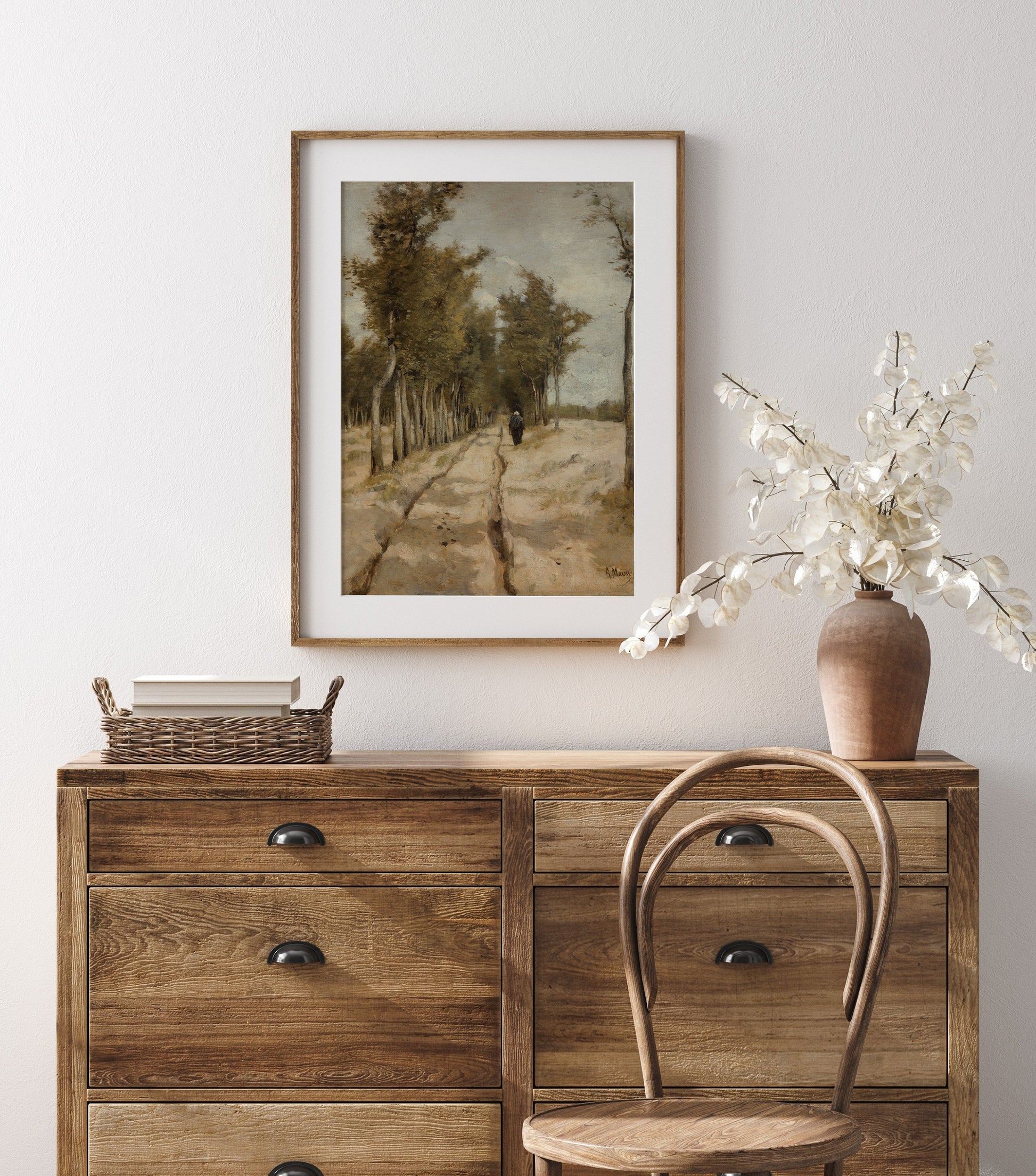 Vintage Digital Oil Painting Wall Art - Printed and Shipped to you - Quiet Walk on a Path