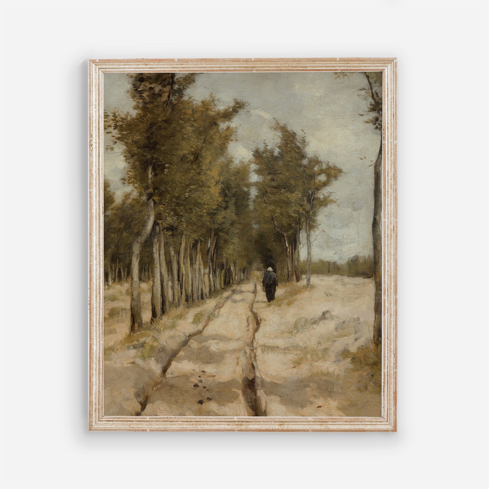 Vintage Digital Oil Painting Wall Art - Printed and Shipped to you - Quiet Walk on a Path