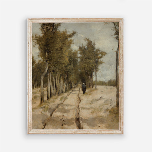 Vintage Digital Oil Painting Wall Art - Printed and Shipped to you - Quiet Walk on a Path