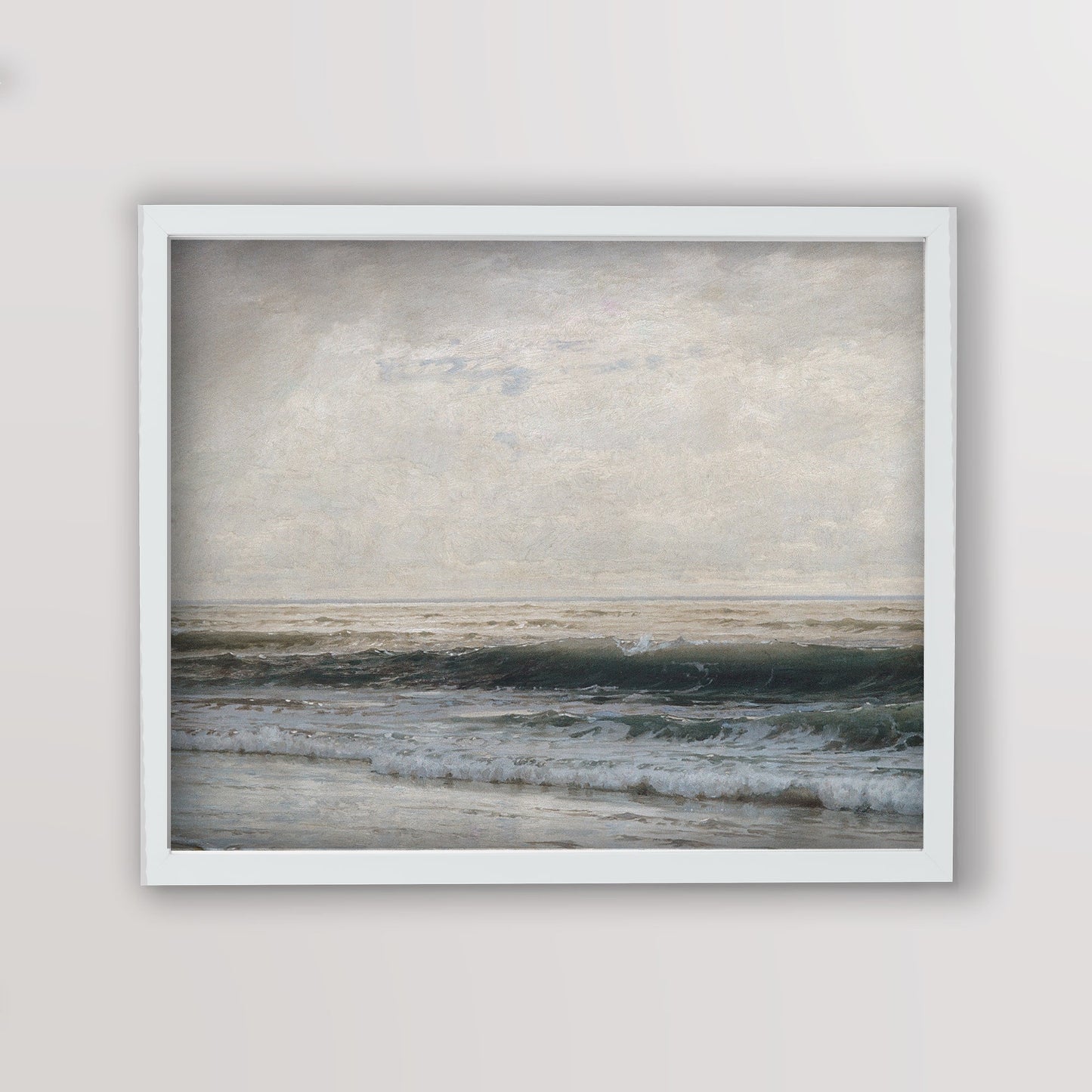 Beach Waves - Vintage Coastal Wall Art Farmhouse - Oil Painting Replica - Vintage Art