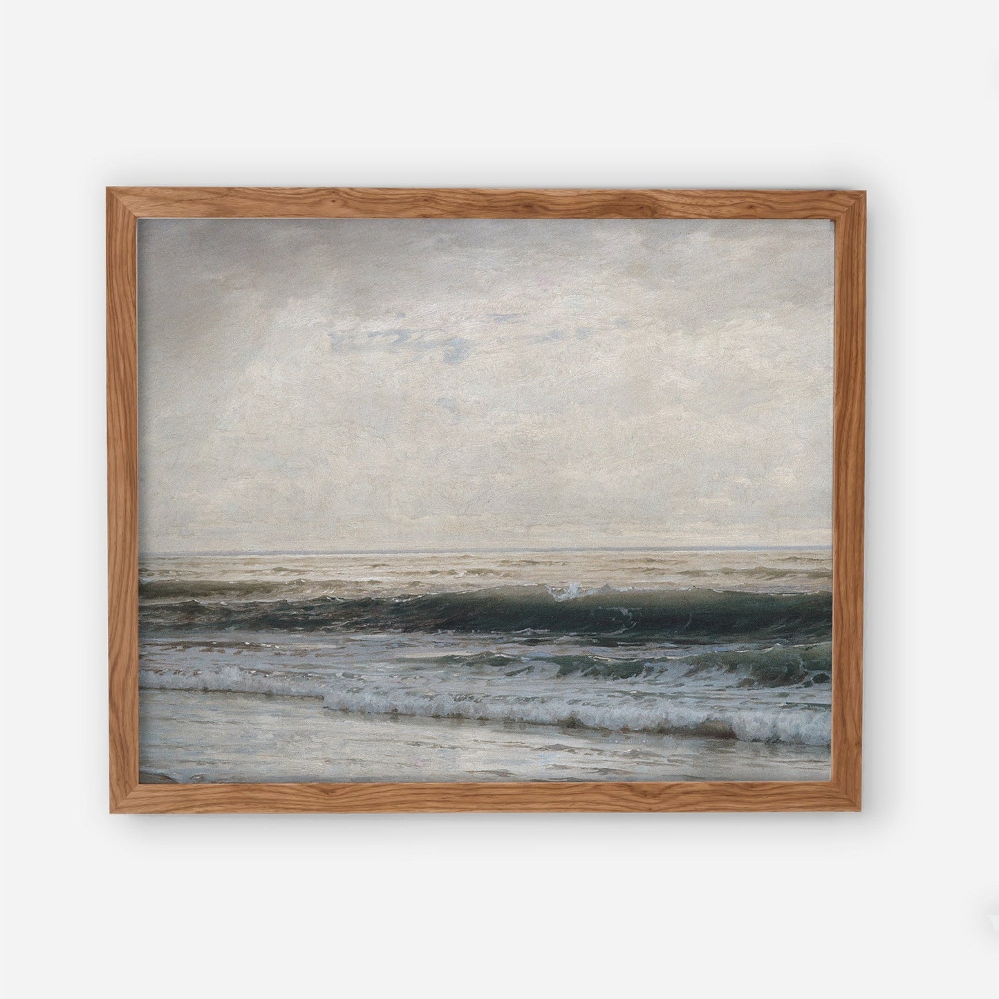 Beach Waves - Vintage Coastal Wall Art Farmhouse - Oil Painting Replica - Vintage Art