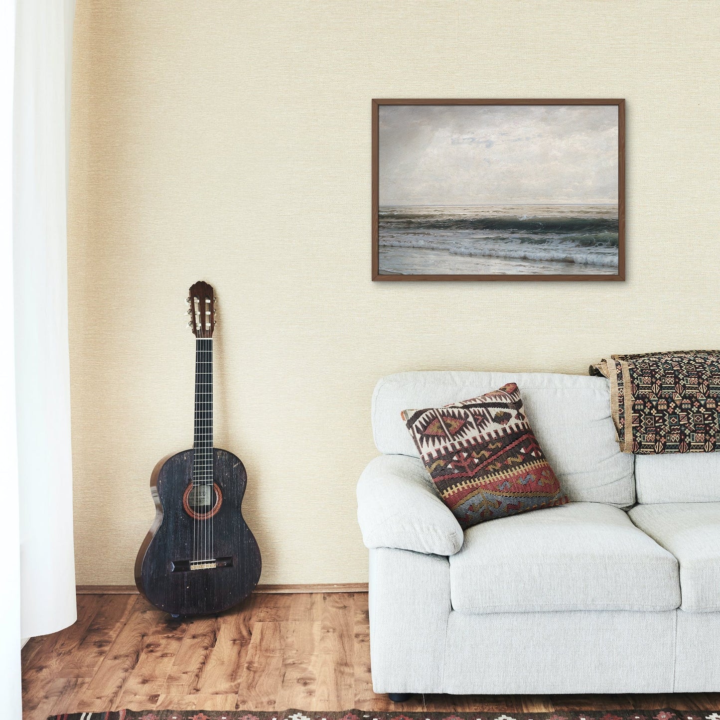 Beach Waves - Vintage Coastal Wall Art Farmhouse - Oil Painting Replica - Vintage Art