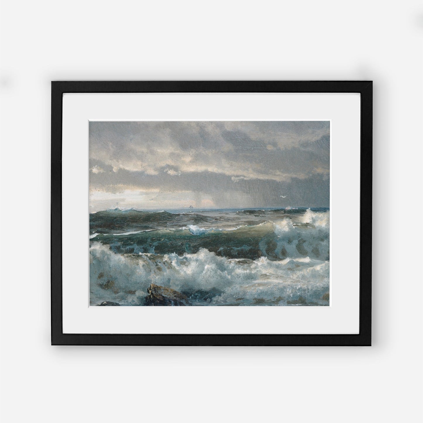 Waves on the Rocks - Vintage Coastal Wall Art Farmhouse - Oil Painting Replica - Vintage Art
