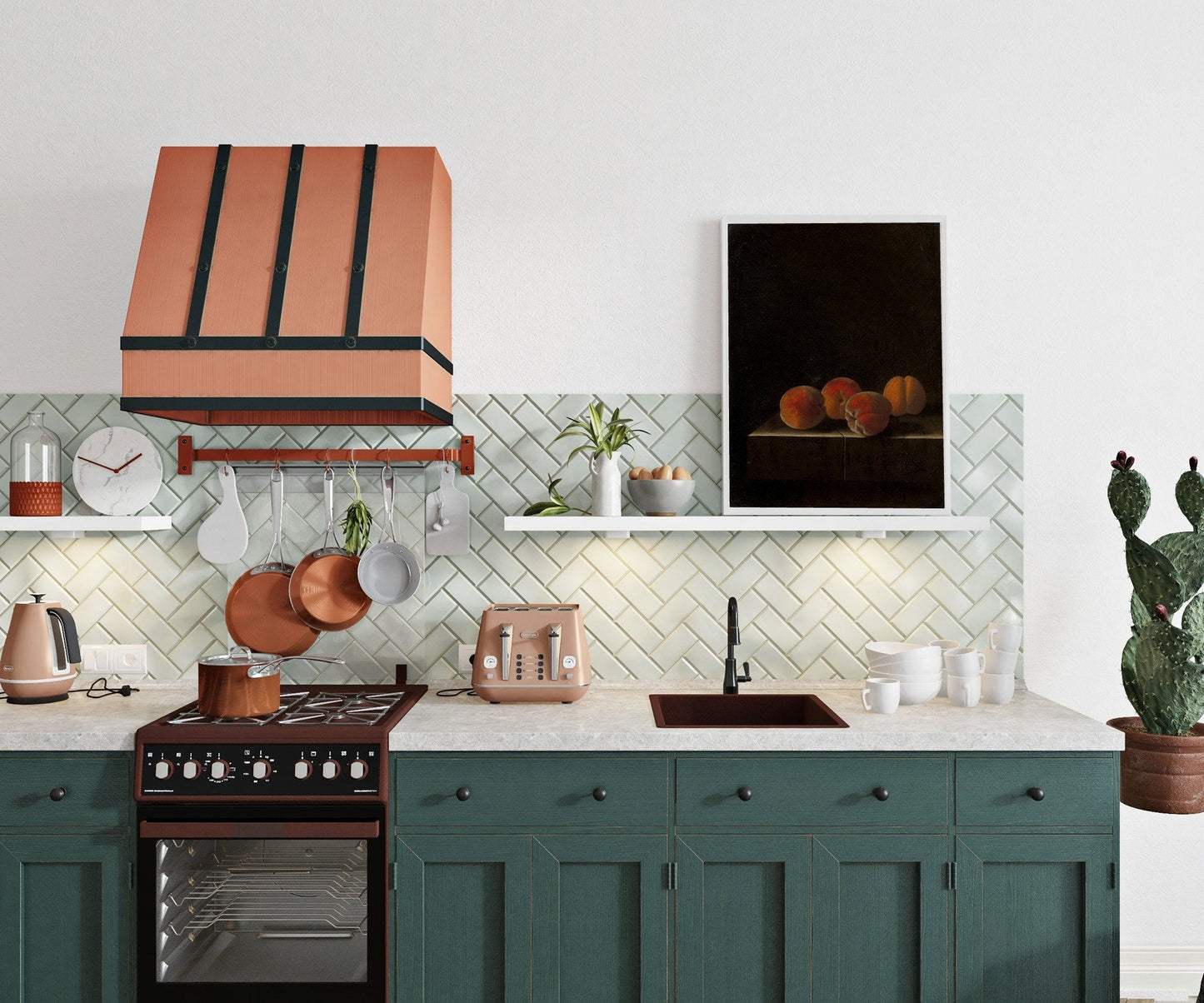 Vintage Peaches Kitchen Wall Art - Modern Farmhouse Kitchen Decor - Antique Still Life Fruit Painting