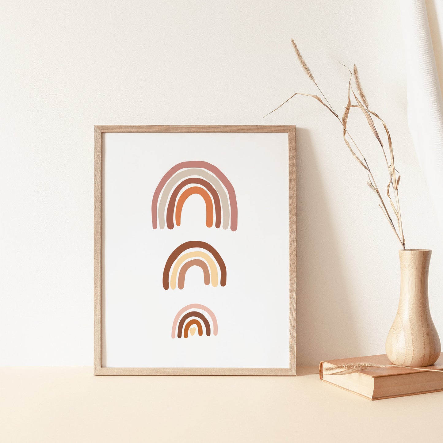 Rainbow Nursery Wall Art - Terracotta Brown Mauve Rainbow Print - Boho Rainbow Art - Earthy Colors for gender neutral Nursery