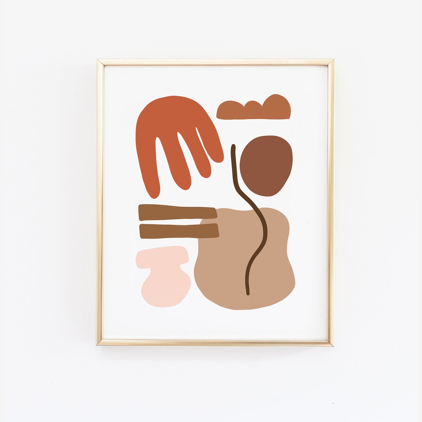 Abstract Poster Art Print - Abstract Shapes Wall Print - Beige Brown Orange