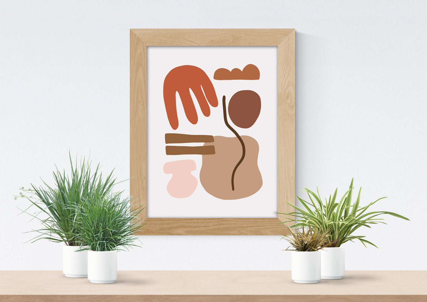 Abstract Poster Art Print - Abstract Shapes Wall Print - Beige Brown Orange