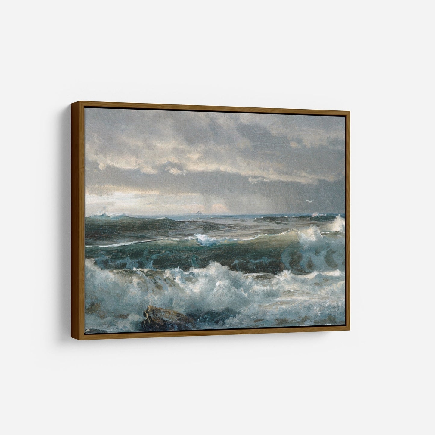 Waves on the Rocks - Vintage Coastal Wall Art Farmhouse - Oil Painting Replica - Vintage Art
