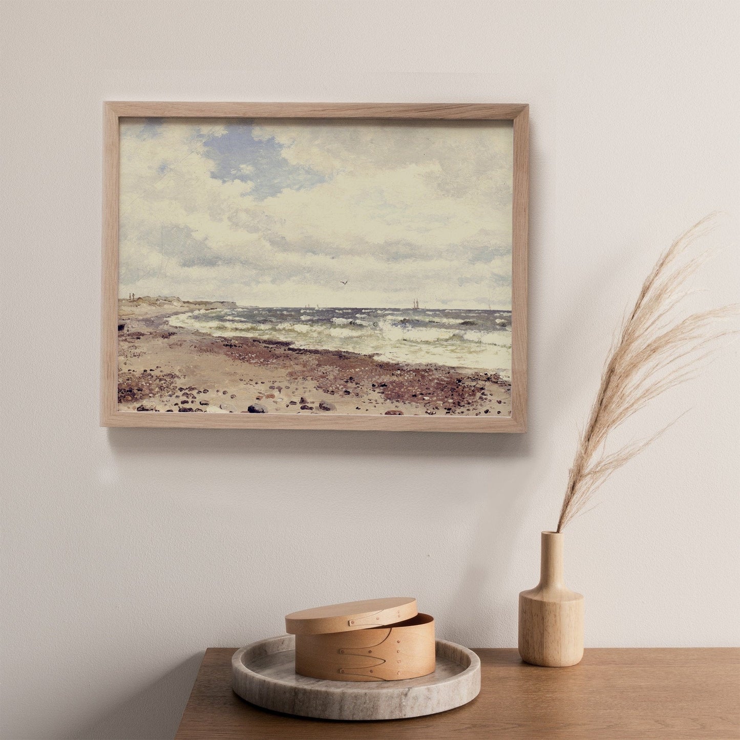 Printed Vintage Beach Scene Wall Art