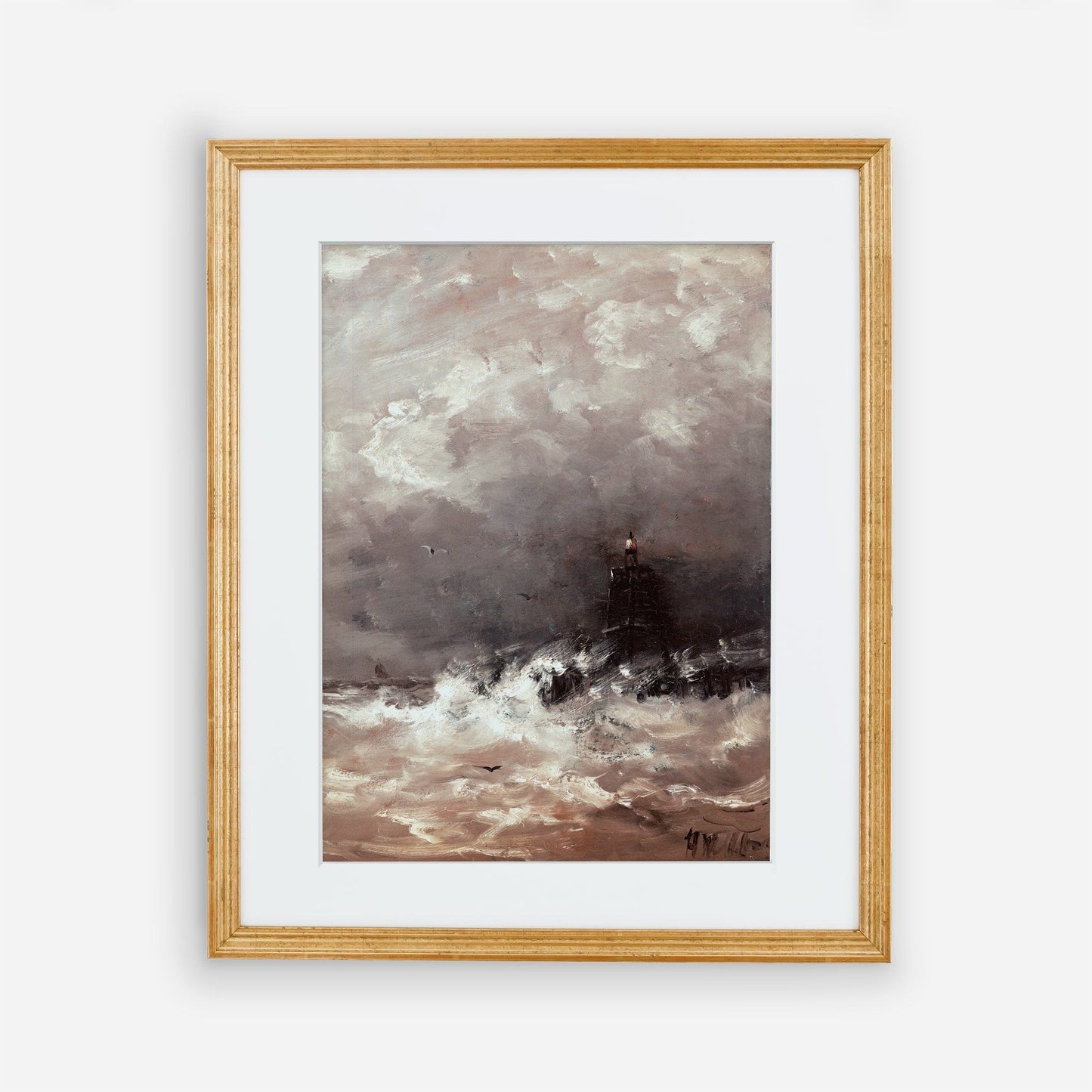 Dark Stormy Waves Vintage Coastal Wall Art - Oil Painting Replica - Farmhouse Vintage Art - Printed and Shipped to You