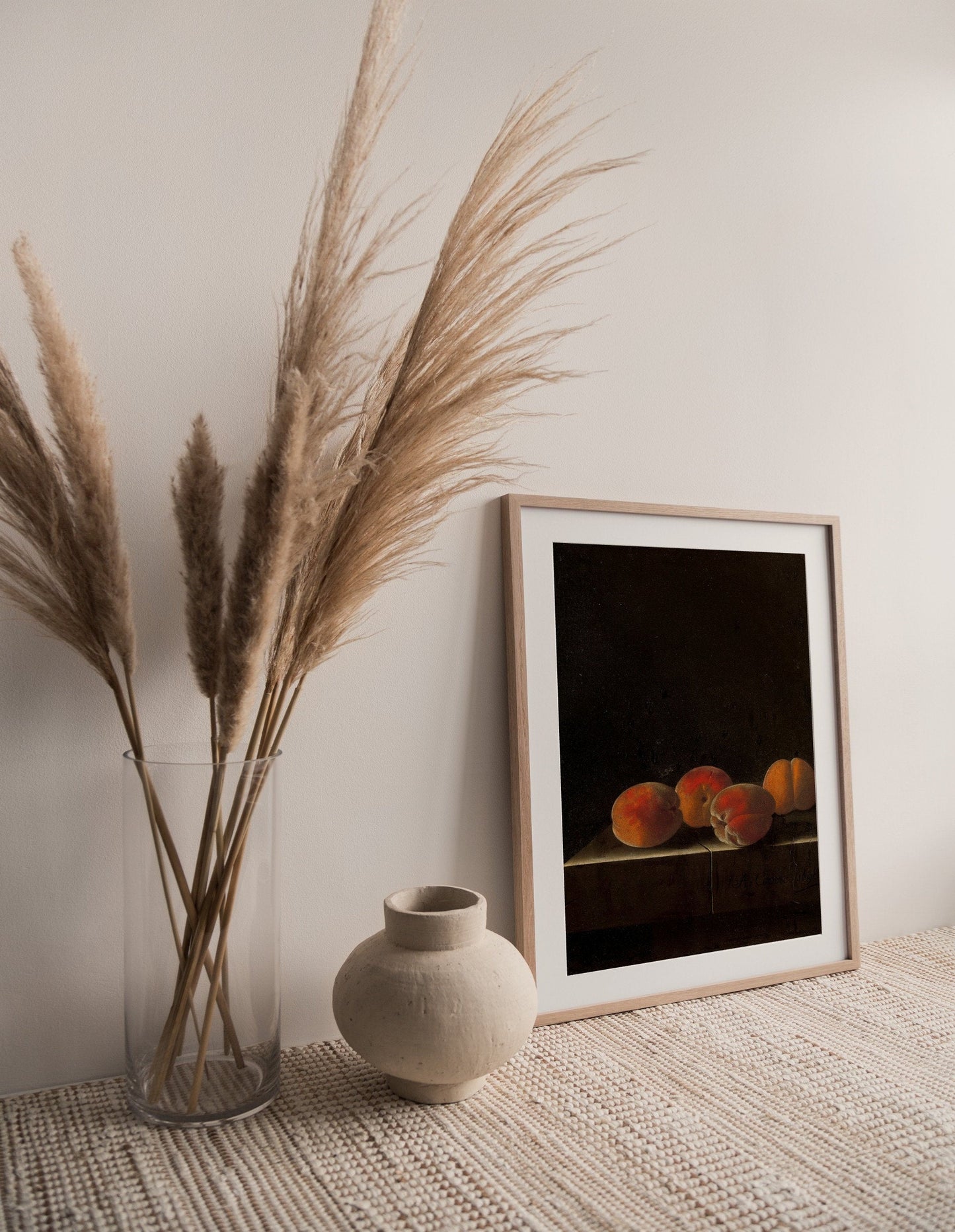 Vintage Peaches Kitchen Wall Art - Modern Farmhouse Kitchen Decor - Antique Still Life Fruit Painting