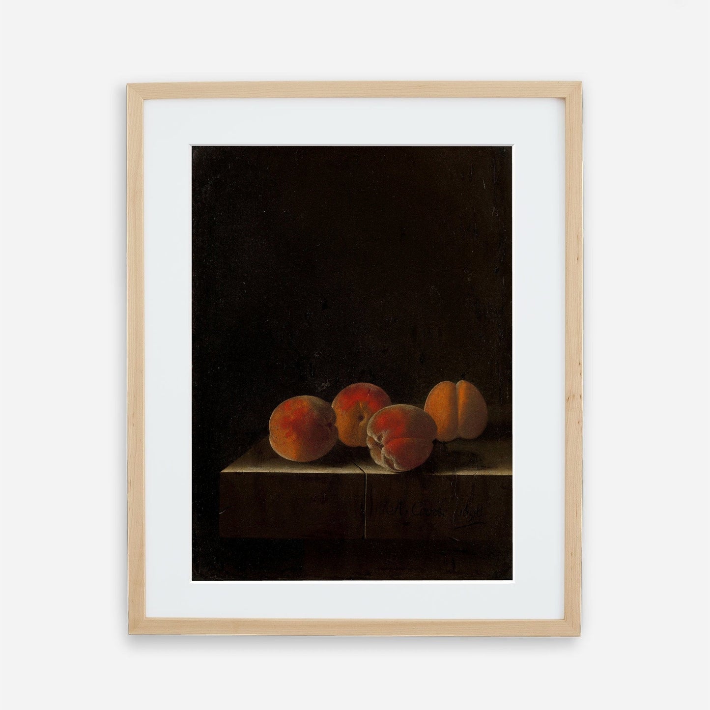 Vintage Peaches Kitchen Wall Art - Modern Farmhouse Kitchen Decor - Antique Still Life Fruit Painting