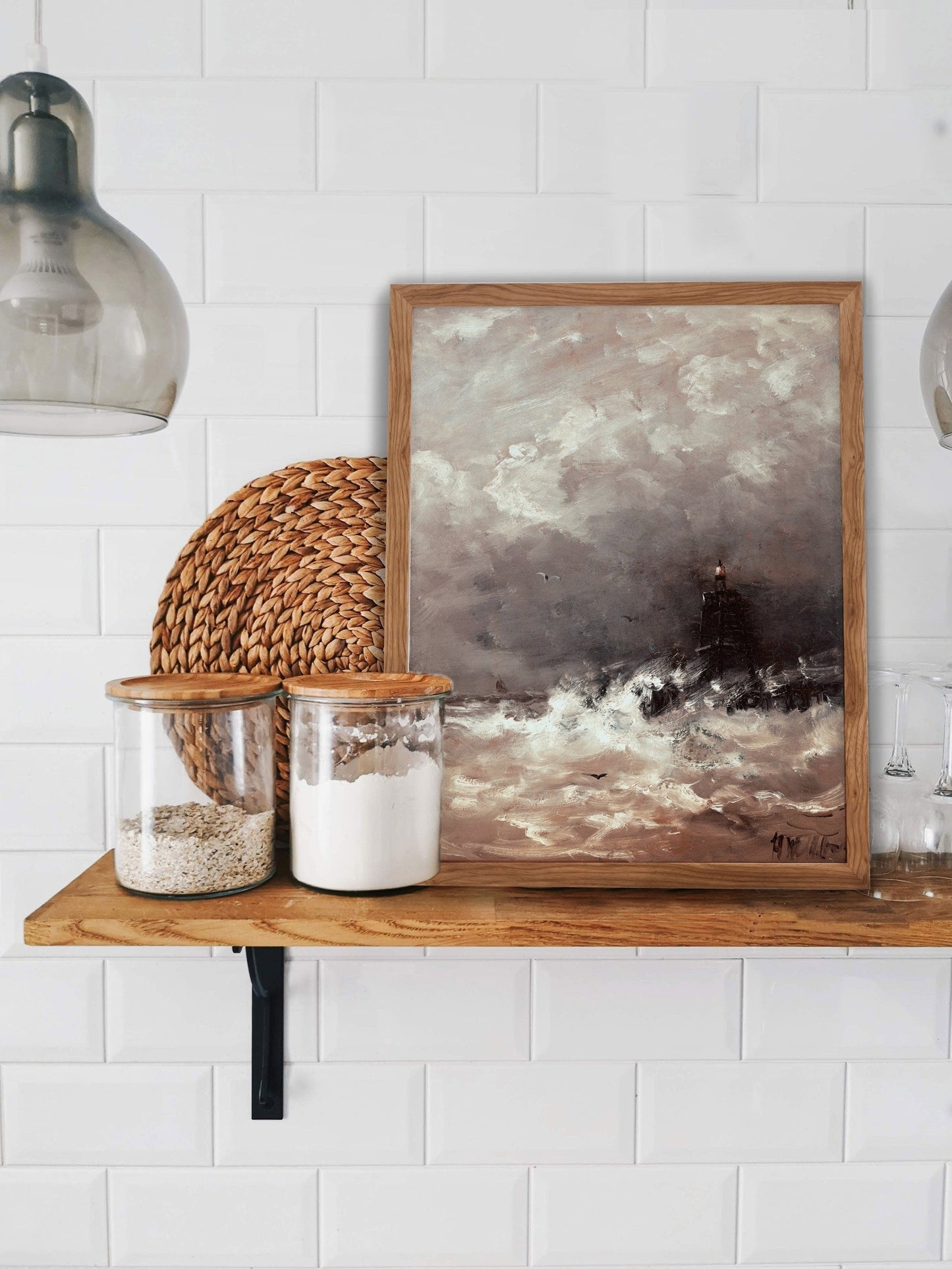 Dark Stormy Waves Vintage Coastal Wall Art - Oil Painting Replica - Farmhouse Vintage Art - Printed and Shipped to You