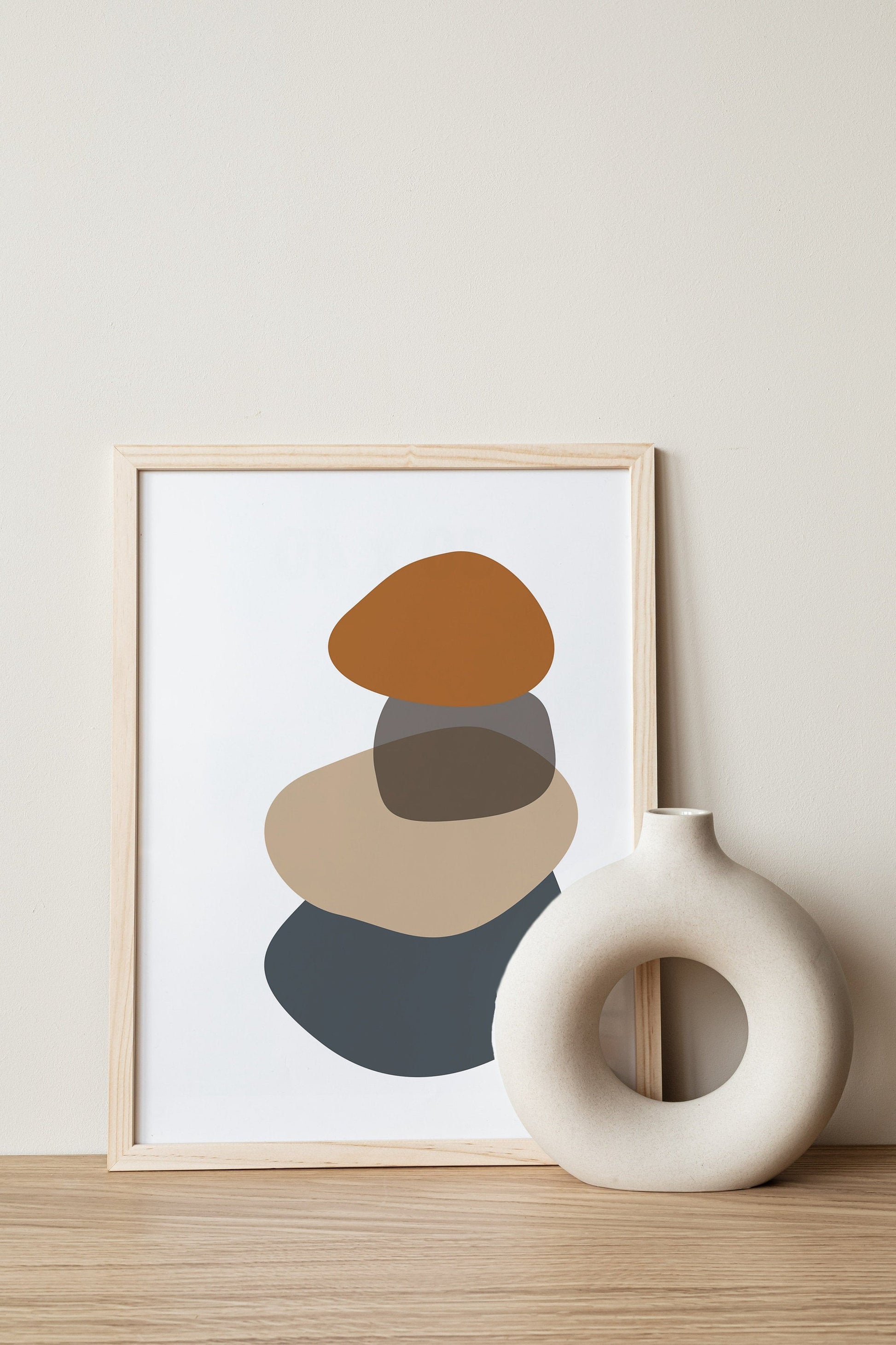 Mid-Century Modern Abstract Wall Art - Oversized Art - Caramel Brown Terracotta Gray Beige - Change Colors Available