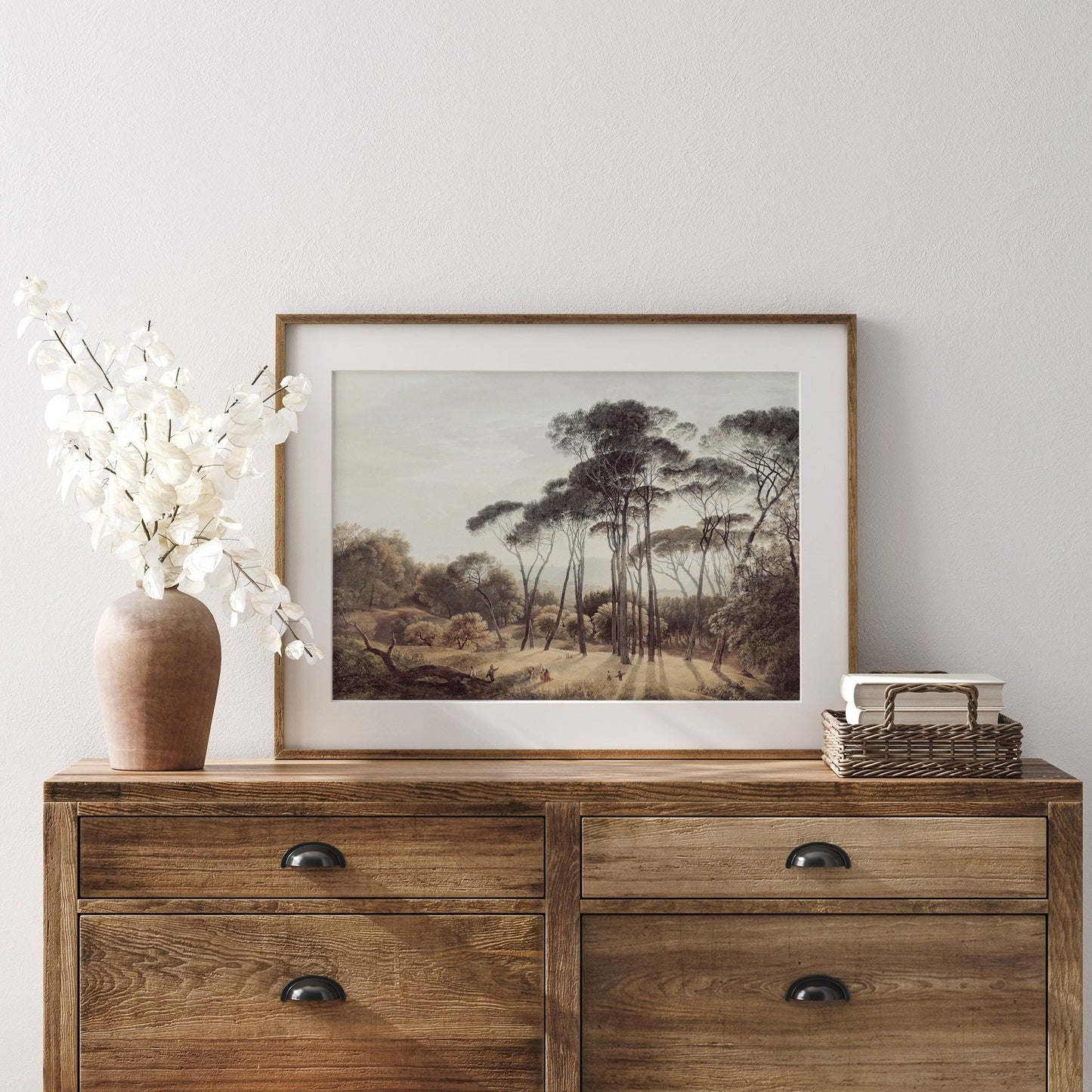 Tall Trees Vintage Italian Landscape Wall Art by Dutch Painter